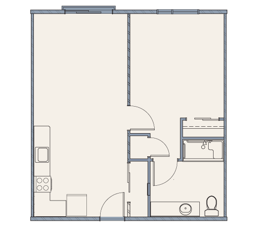 Senior Apartments at B20 | One Bedroom | One Bathroom Floor Plan