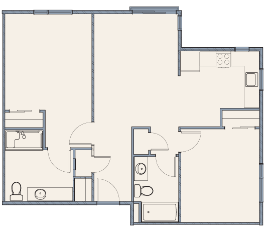 Senior Apartments at B20 | Two Bedroom | Two Bathroom Floor Plan